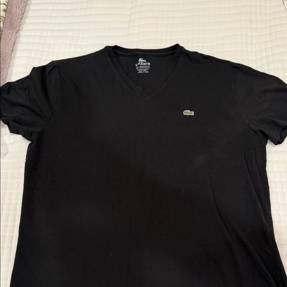 Lacoste Men's Black V-Neck Tee